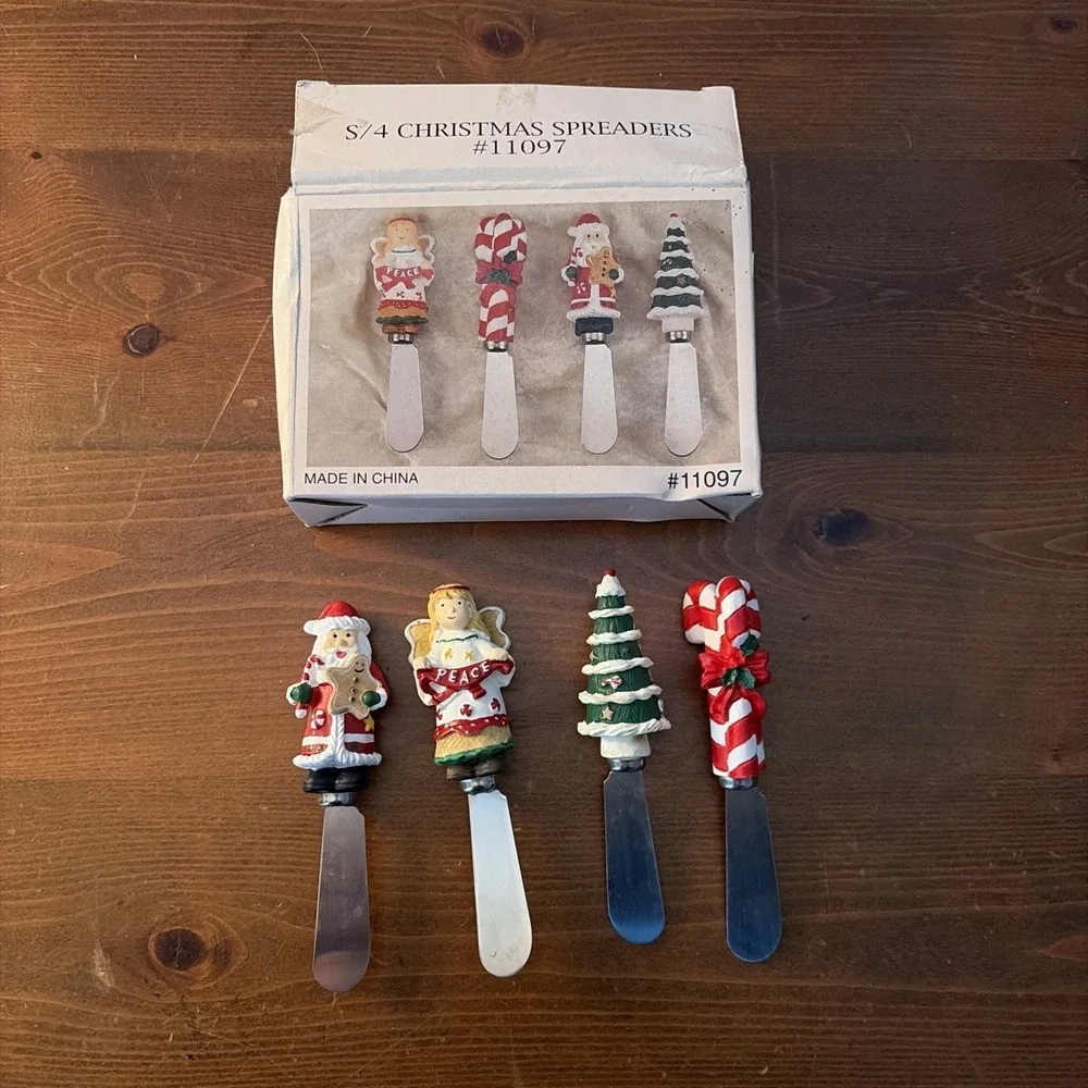 Holiday Christmas Spreaders Cheese Butter Set 4‎ Unbranded 11097 Original Box